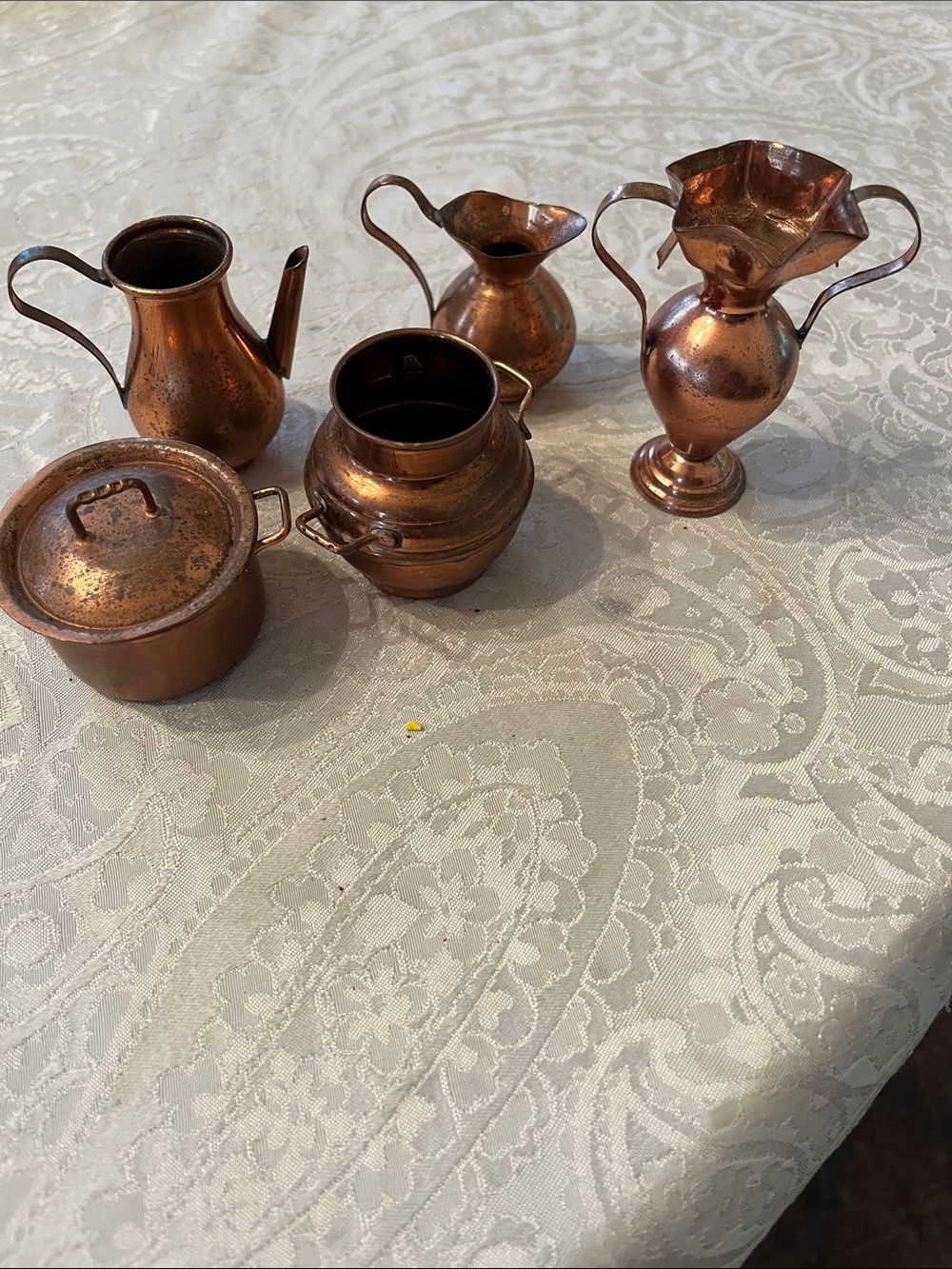 Copper Miniature Pitcher and Pots Doll HouseSet - Decorative Dining for dolls